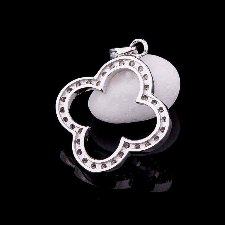 Серебряная подвеска "Клевер" с фианитами 132214 от ювелирного магазина Оникс - 3