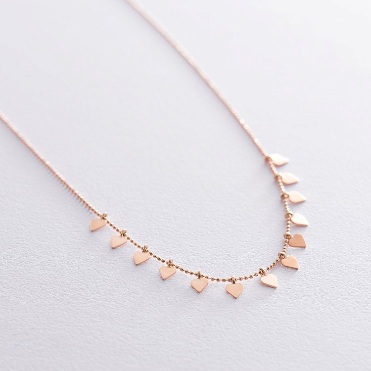 Кольє "Сердечка" в червоному золоті кол01403 від ювелірного магазину Онікс