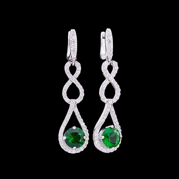 Серьги с синтетической шпинелью зеленого цвета с010 от ювелирного магазина Оникс - 2