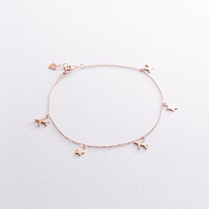 Золотий браслет "Зірочки та літачки" на ногу б05183