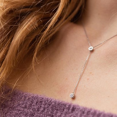 Серебряное колье - галстук с фианитами 908-01215 №5