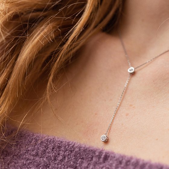 Серебряное колье - галстук с фианитами 908-01215 №5