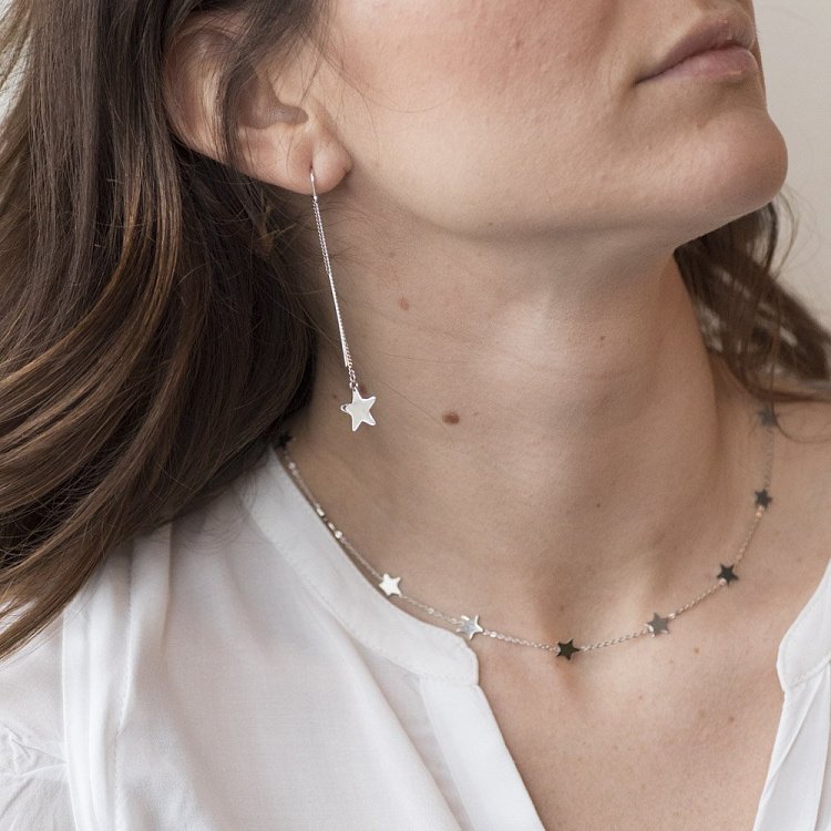 Срібне жіноче кольє "Зірочки" 18610 від ювелірного магазину Онікс - 6