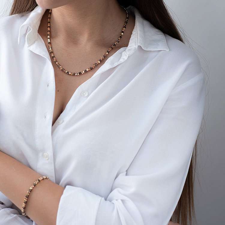 Золотое колье "Кубики" кол01531 от ювелирного магазина Оникс - 1