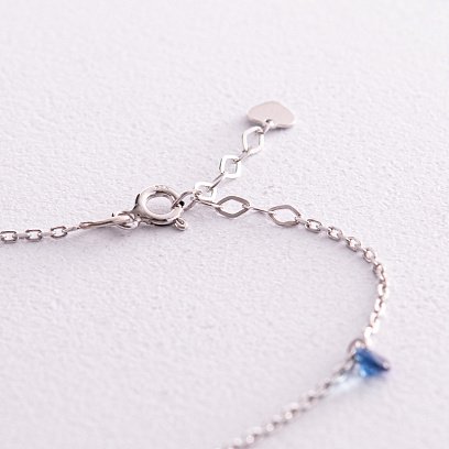 Браслет "Українка" у сріблі (сині та жовті фіаніти) 141610 №5