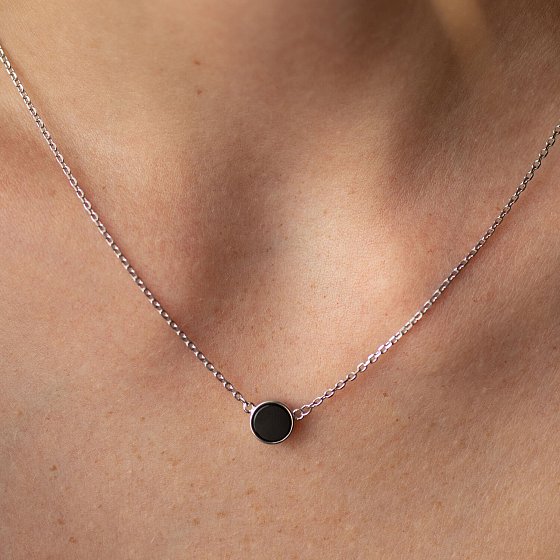 Серебряное колье "Круг" (эмаль) 077240 №4