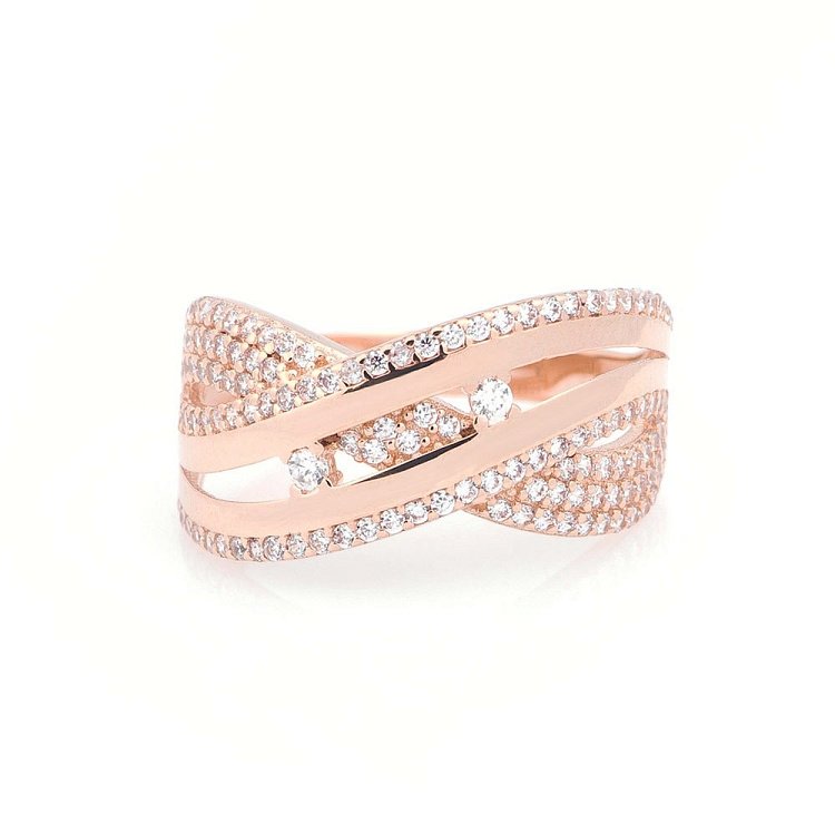 Золотое кольцо с фианитами к05326 от ювелирного магазина Оникс - 2