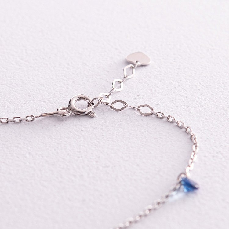 Браслет "Українка" у сріблі (сині та жовті фіаніти) 141610 від ювелірного магазину Онікс - 4