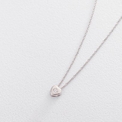 Золоте кольє "Серце з фіанітом" кол01089