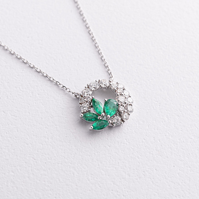 Золоте кольє зі смарагдами і діамантами колб0181ca №4