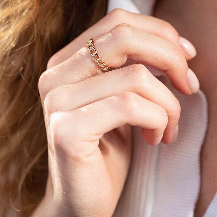 Кольцо "Цепочка" в красном золоте к07143 от ювелирного магазина Оникс - 1