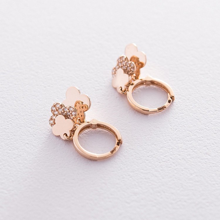 Золоті сережки-кільця Конюшина с06706 від ювелірного магазину Онікс - 3