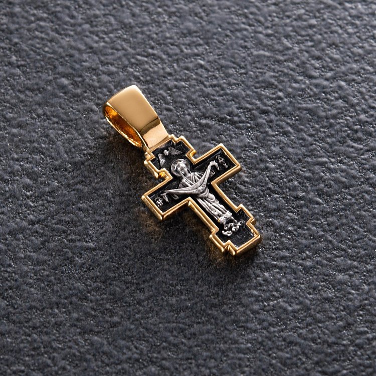 Православний хрест "Розп'яття Христове. Покров Святої Богородиці" 132899 від ювелірного магазину Онікс - 4