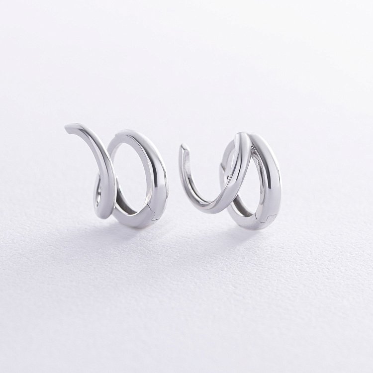 Серебряные серьги - кольца OR138410 от ювелирного магазина Оникс - 1