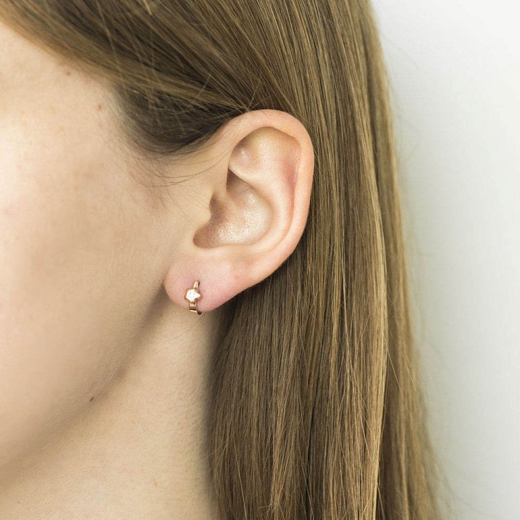 Золоті дитячі сережки з фіанітами с02377 від ювелірного магазину Онікс - 5