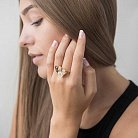 Золотое кольцо "Бабочка" с дымч. кварцем и фианитами к04327 от ювелирного магазина Оникс - 2