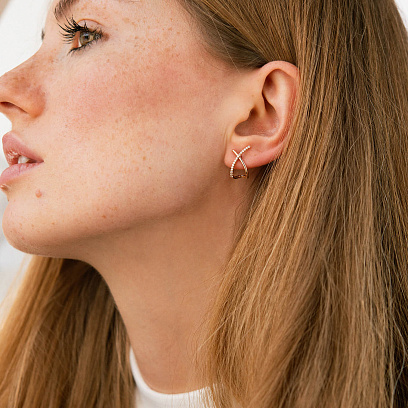 Золоті сережки - пусети "Mia" з фіанітами с09154 №3