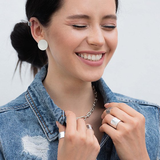 Широка каблучка "Плутон" в сріблі 112154 №3