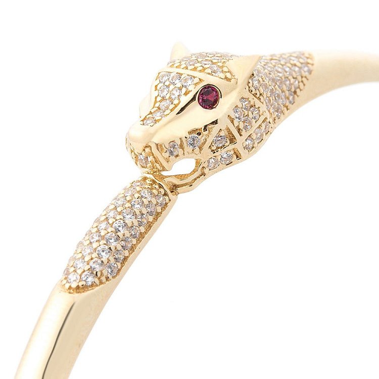 Золотой браслет "Пантера" (фианиты) б03480 от ювелирного магазина Оникс - 2