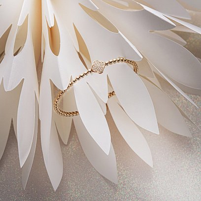 Кульковий золотий браслет "Конюшина" (фіаніт) б04502 №7