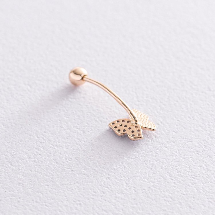 Золотий пірсинг в пупок "Метелик" з фіанітами пир00239 від ювелірного магазину Онікс - 1