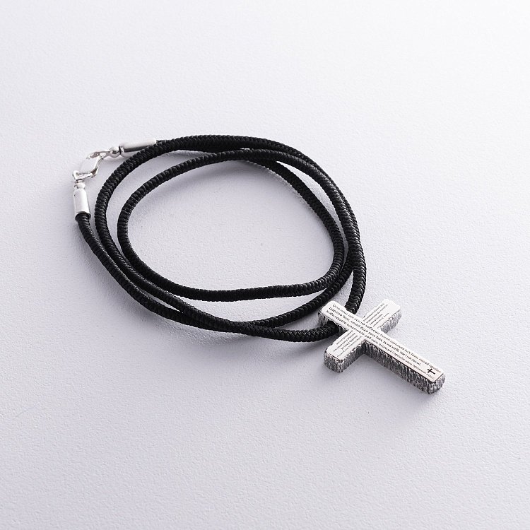 Православный серебряный крест "Отче наш" на шнурке 181272 от ювелирного магазина Оникс - 9