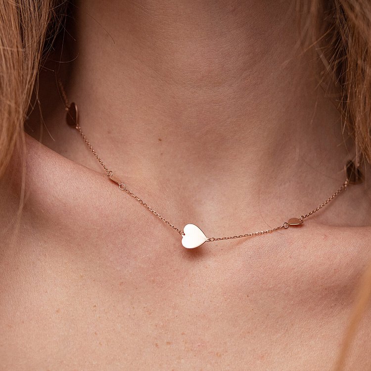 Кольє "Сердечки" у червоному золоті кол02139 від ювелірного магазину Онікс - 4