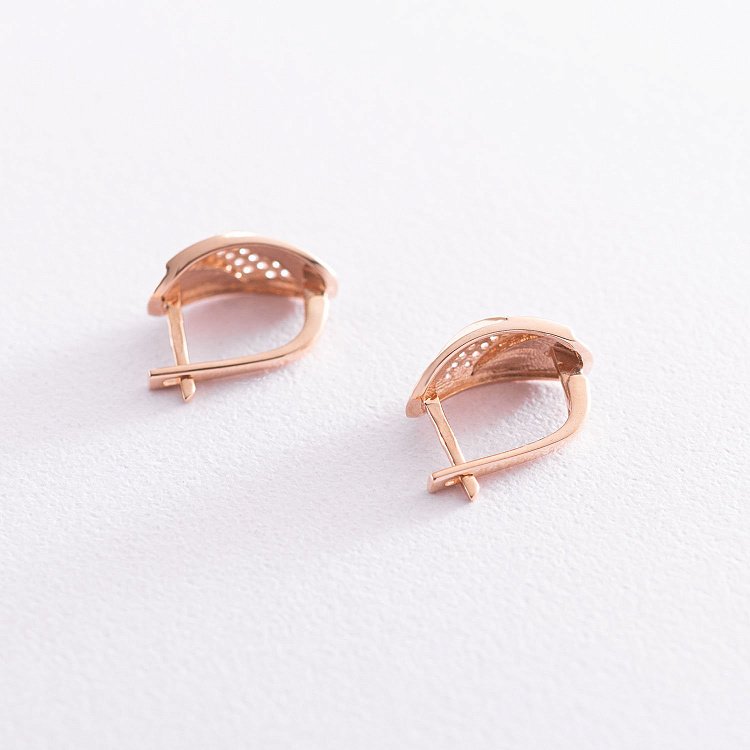 Золоті сережки з білими фіанітами с07034 від ювелірного магазину Онікс - 2