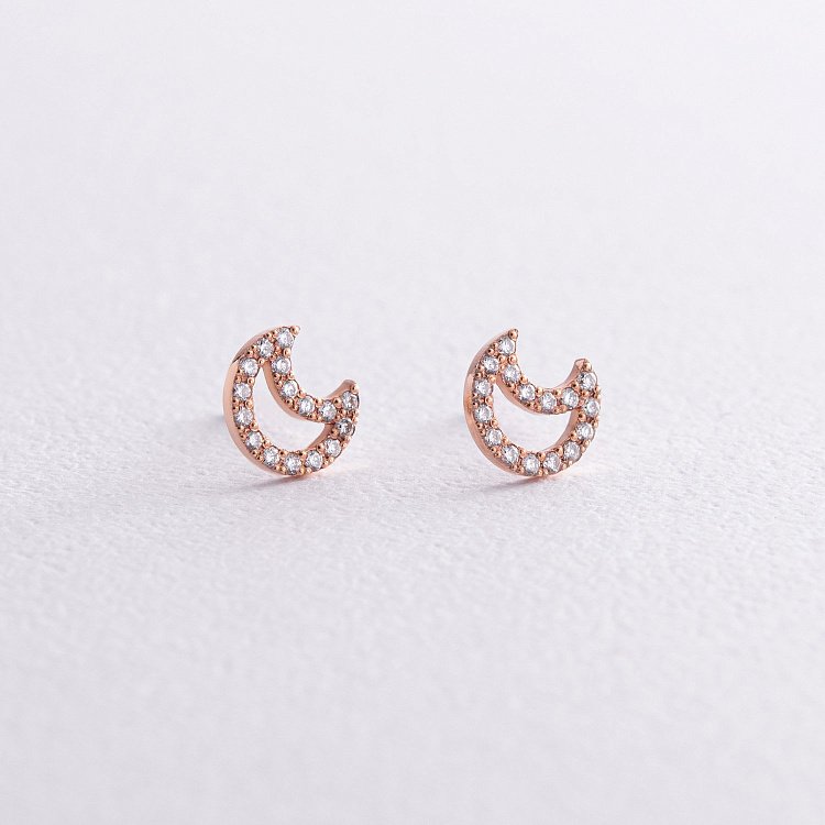 Золоті сережки - пусети "Місяць" з діамантами 36762421 від ювелірного магазину Онікс