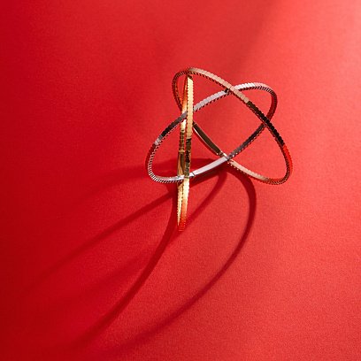 Жесткий браслет "Kylie" в белом золоте б05571 №14