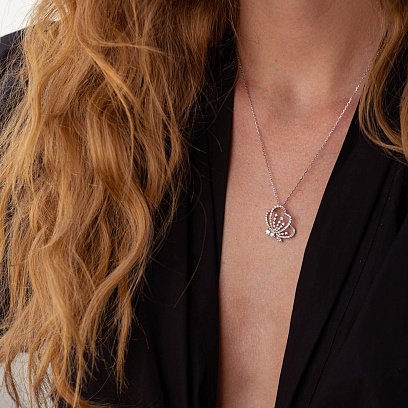 Золотая подвеска "Бабочка" с бриллиантами пкит279 №2