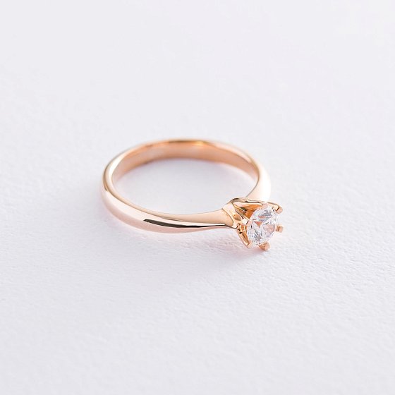 Золотое помолвочное кольцо (цирконий Swarovski) к06256 №3