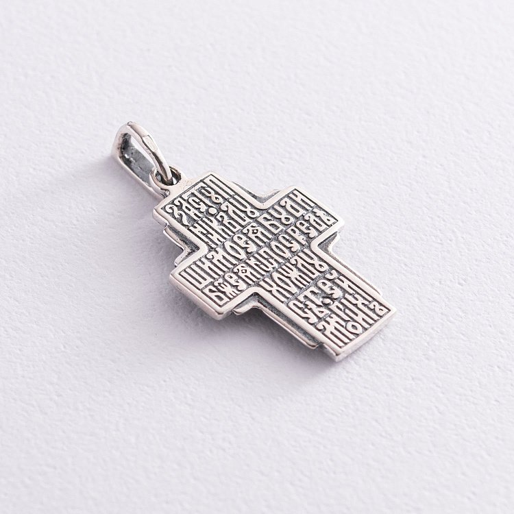 Серебряный крест "Господь Спаситель" с чернением 13844 от ювелирного магазина Оникс - 1