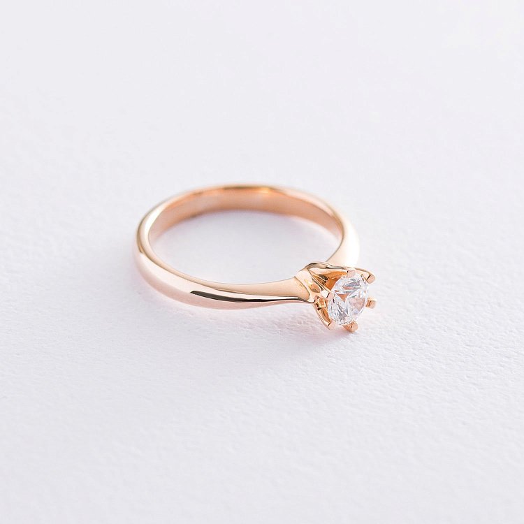 Золотое помолвочное кольцо (цирконий Swarovski) к06256 от ювелирного магазина Оникс - 2
