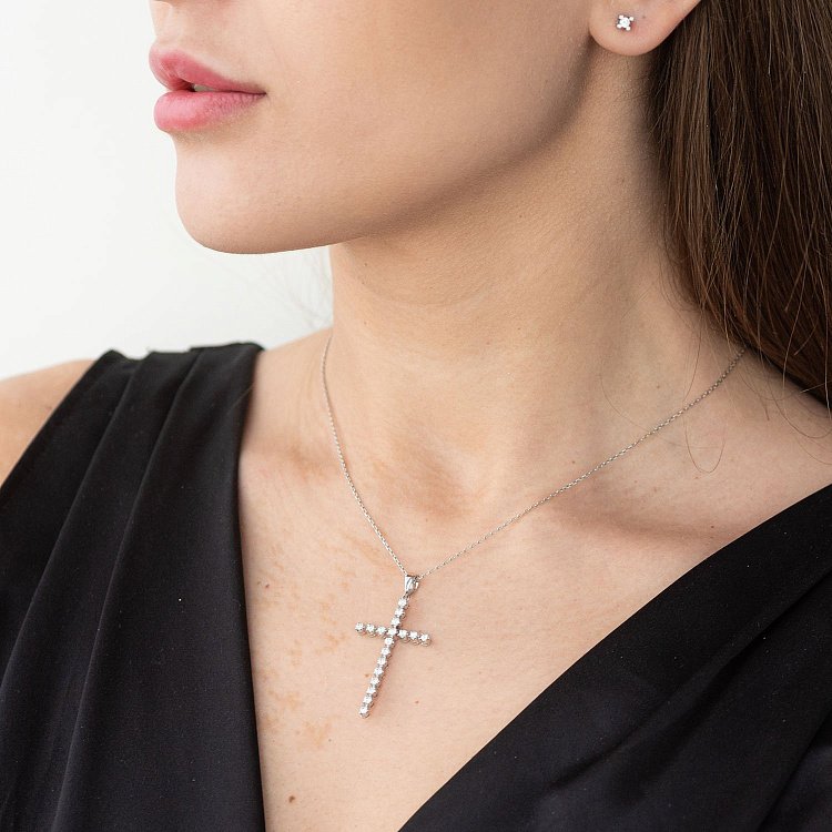 Золотий хрест з діамантами п286 від ювелірного магазину Онікс - 1