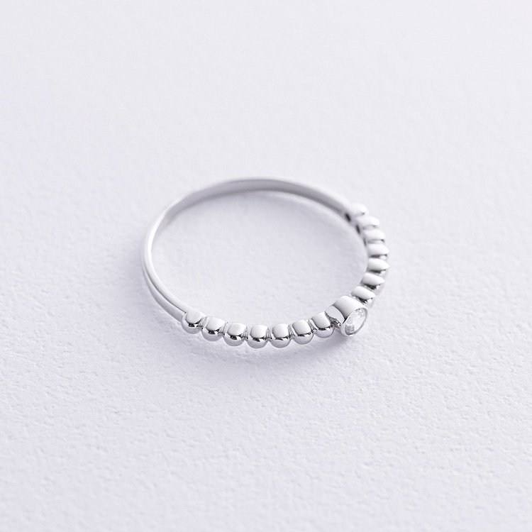 Кольцо "Stephanie" с фианитом (белое золото) к07971 от ювелирного магазина Оникс - 4