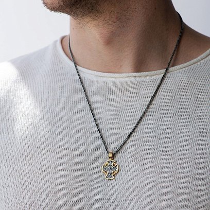 Серебряный православный крест (позолото, чернение) 133211 №2