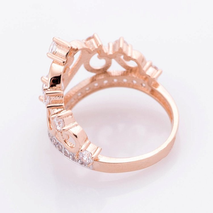 Эксклюзивное кольцо "Корона с фианитами" к04987 - 1 Эксклюзивное кольцо "Корона с фианитами" к04987 от ювелирного магазина Оникс - 1
