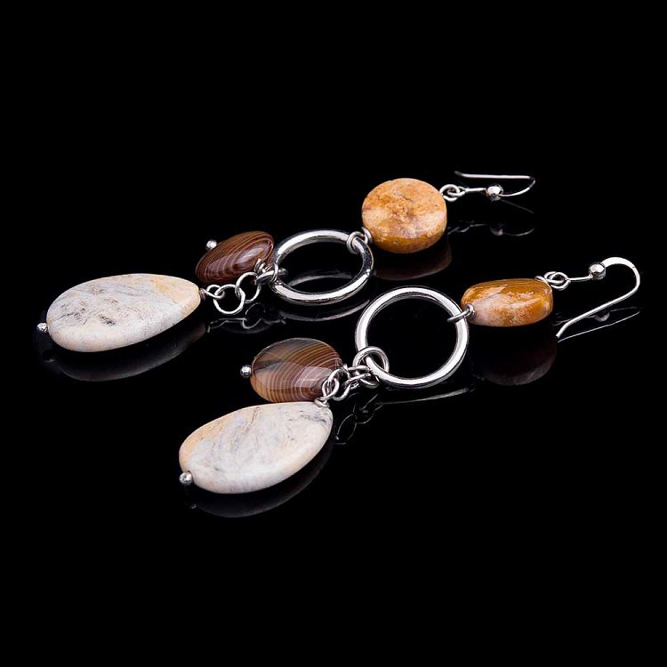 Сережки з агатом 184с9 - 1 Сережки з агатом 184с9 від ювелірного магазину Онікс - 1