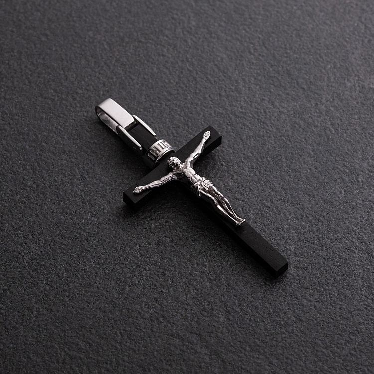 Срібний хрест "Розп'яття" з ебеновим деревом 1213р від ювелірного магазину Онікс - 5