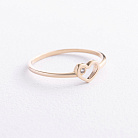 Каблучка "Сердечко" в жовтому золоті (фіаніт) к08488 от ювелирного магазина Оникс - 1