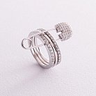 Серебряное кольцо - трансформер "Булавка" с фианитами 112628 от ювелирного магазина Оникс