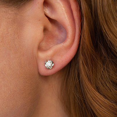 Золоті сережки - пусети з діамантами сб0038cha №4