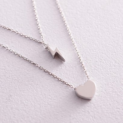 Подвійне золоте кольє "Блискавка та сердечко" кол02314 №3