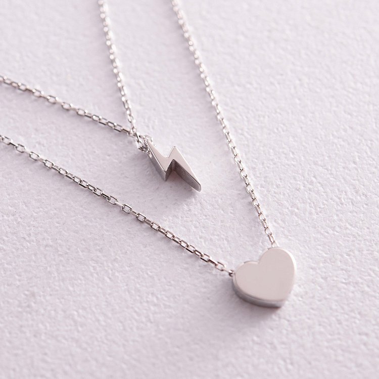 Подвійне золоте кольє "Блискавка та сердечко" кол02314 від ювелірного магазину Онікс - 2