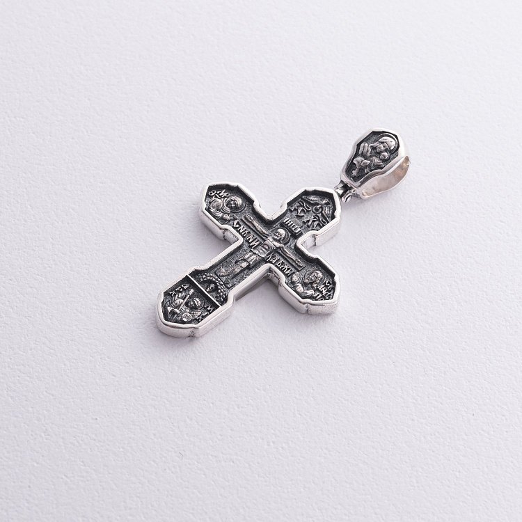 Православний хрест "Розп'яття Христове з деісусом. Ангел Хранитель. Образ Пресвятої Богородиці "Казанська" (чорніння) 132858 від ювелірного магазину Онікс