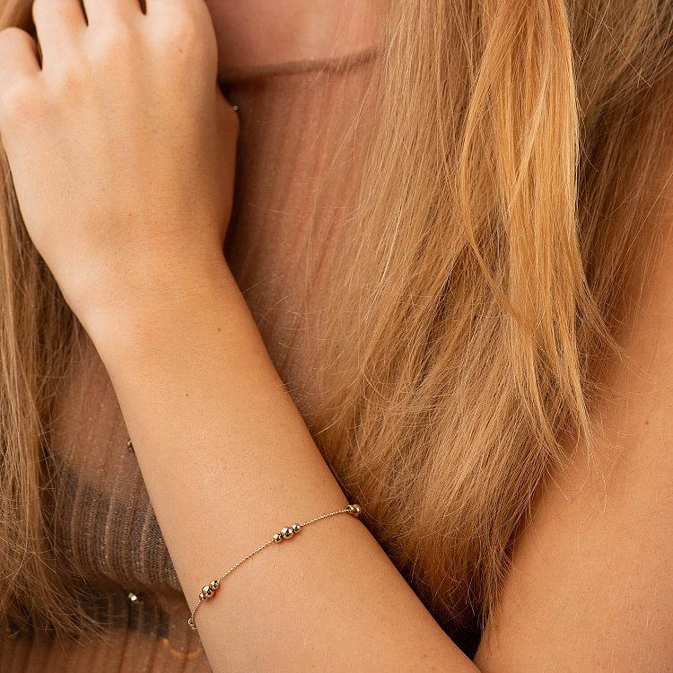 Браслет "Шарики" в желтом золоте б05515 от ювелирного магазина Оникс - 1