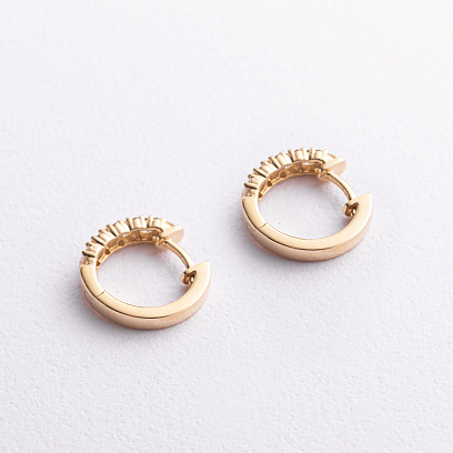 Сережки - кільця в жовтому золоті (діаманти) сб0728ri №2