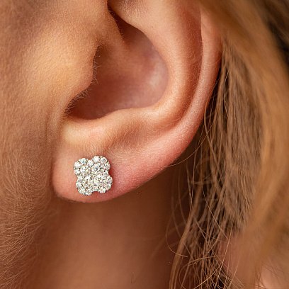 Золоті сережки - пусети "Конюшина" з діамантами сб0462mi №2