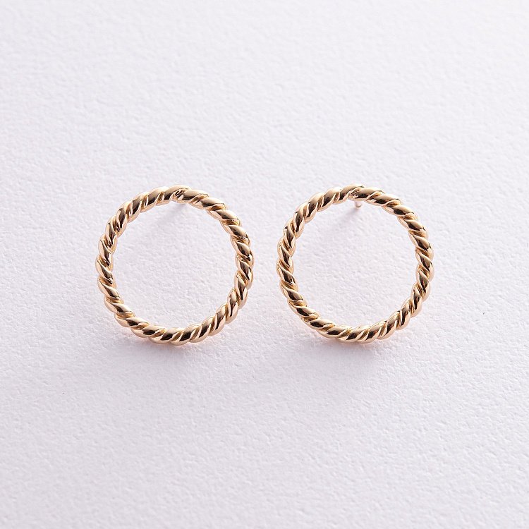 Серьги - пусеты "Триана" в желтом золоте с08282 от ювелирного магазина Оникс